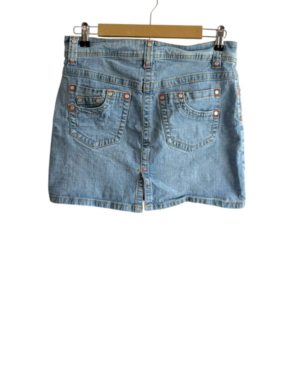 Vintage Y2K No Boundaries Size 7 Light Wash Denim Mini Skirt Party Club Grunge